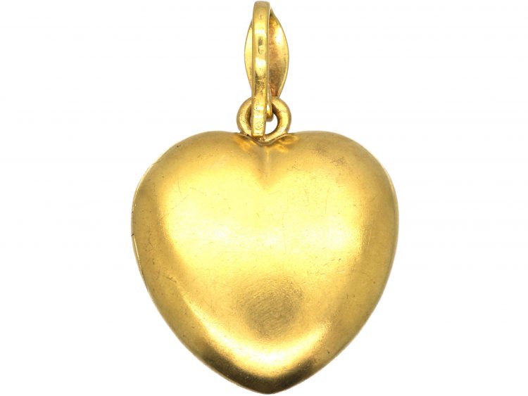 Large Victorian 18ct Gold Heart Locket set with a Turquoise & Rose Diamonds