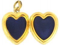 Large Victorian 18ct Gold Heart Locket set with a Turquoise & Rose Diamonds