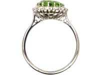 Mid 20th Century 18ct White Gold & Platinum Ring set with large Peridot & Diamonds