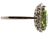 Mid 20th Century 18ct White Gold & Platinum Ring set with large Peridot & Diamonds