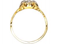 Early 19th Century 18ct Gold Cluster Ring set with Old Mine Cut Diamonds & An Emerald