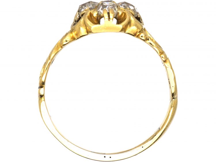Early 19th Century 18ct Gold Cluster Ring set with Old Mine Cut Diamonds & An Emerald