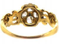 Early 19th Century 18ct Gold Cluster Ring set with Old Mine Cut Diamonds & An Emerald