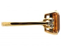 Art Deco 18ct Gold & Platinum Ring set with a Topaz with Diamond Set Shoulders
