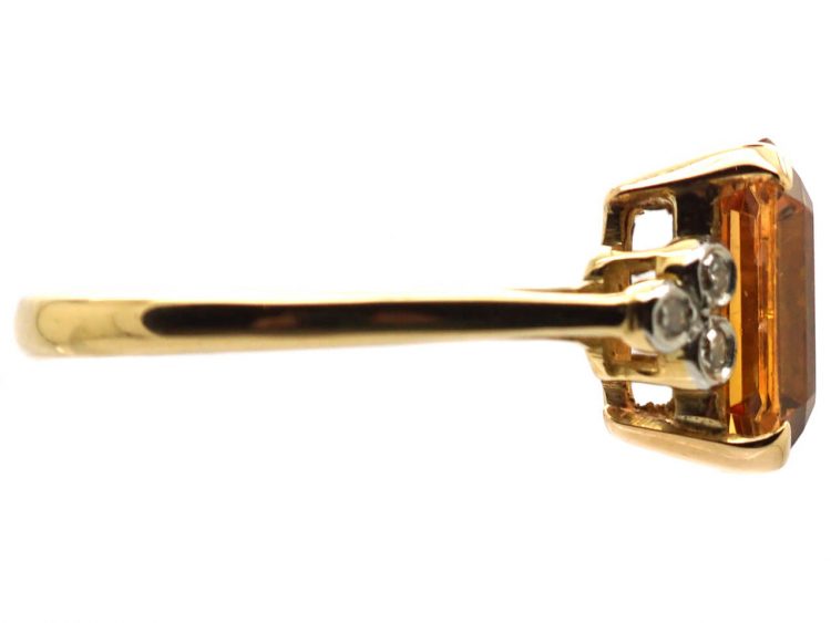 Art Deco 18ct Gold & Platinum Ring set with a Topaz with Diamond Set Shoulders