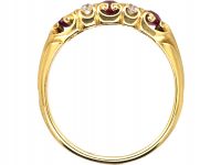 Edwardian 18ct Gold, Ruby & Diamond Three Stone Ring