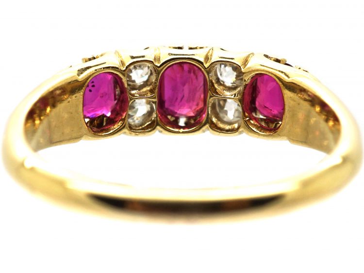 Edwardian 18ct Gold, Ruby & Diamond Three Stone Ring