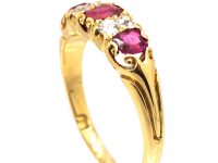 Edwardian 18ct Gold, Ruby & Diamond Three Stone Ring