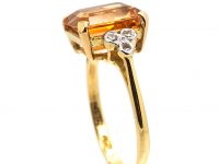 Art Deco 18ct Gold & Platinum Ring set with a Topaz with Diamond Set Shoulders
