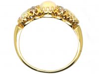 Edwardian 18ct Gold, Three Stone Opal & Diamond Ring