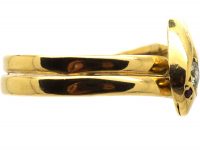 Victorian 18ct Gold Coily Snake Ring set with a Diamond & Ruby Eyes