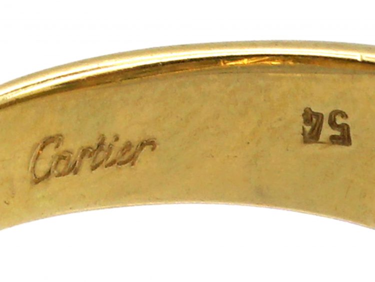 18ct Gold Ring by Cartier set with Cabochon Emeralds & Diamonds