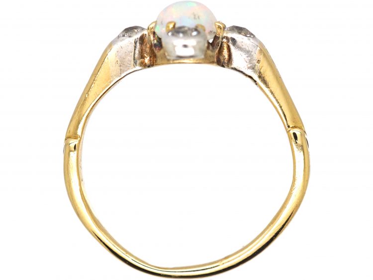 Edwardian 18ct Gold & Platinum, Opal & Diamond Ring