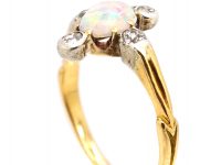 Edwardian 18ct Gold & Platinum, Opal & Diamond Ring
