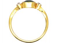 Edwardian 18ct Gold & Platinum, Green Tourmaline & Diamond Three Stone Ring