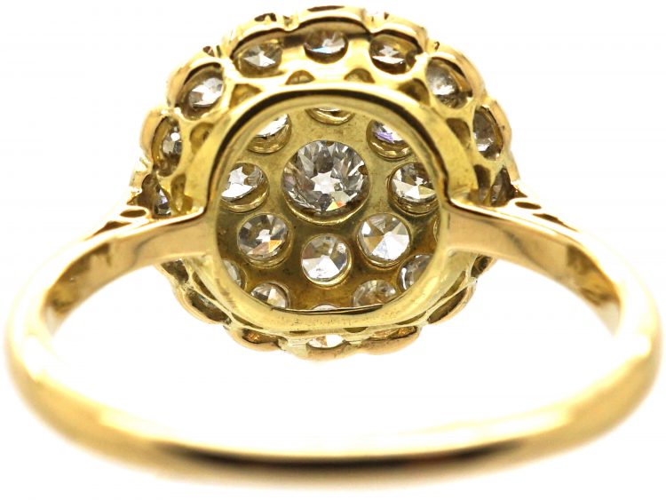 Edwardian 18ct Gold & Platinum, Diamond Pave Set Cluster Ring