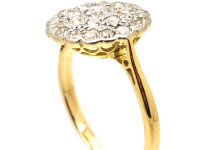 Edwardian 18ct Gold & Platinum, Diamond Pave Set Cluster Ring