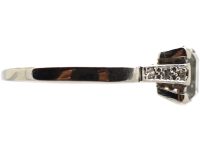 Art Deco Platinum, Rectangular Step Cut Diamond Ring with Diamond Set Shoulders