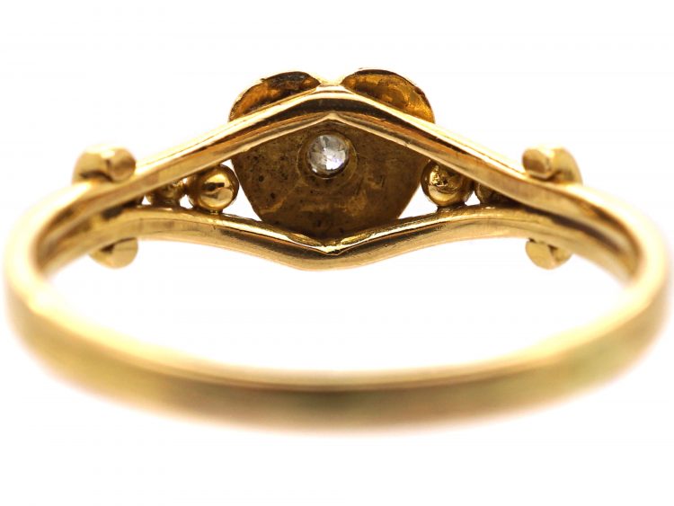 Edwardian 18ct Gold Heart Shaped Ring set with a Diamond