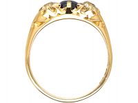 Victorian 18ct Gold, Sapphire & Diamond Three Stone Ring