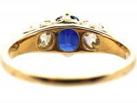 Victorian 18ct Gold, Sapphire & Diamond Three Stone Ring