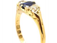 Victorian 18ct Gold, Sapphire & Diamond Three Stone Ring