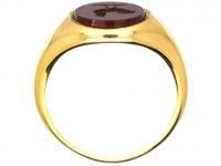 Edwardian 18ct Gold Signet Ring with Carnelian Intaglio of a Cockerel