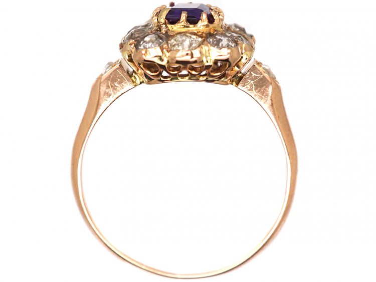 French Early 20th Century 18ct Gold, Amethyst & Rose Diamond Ring