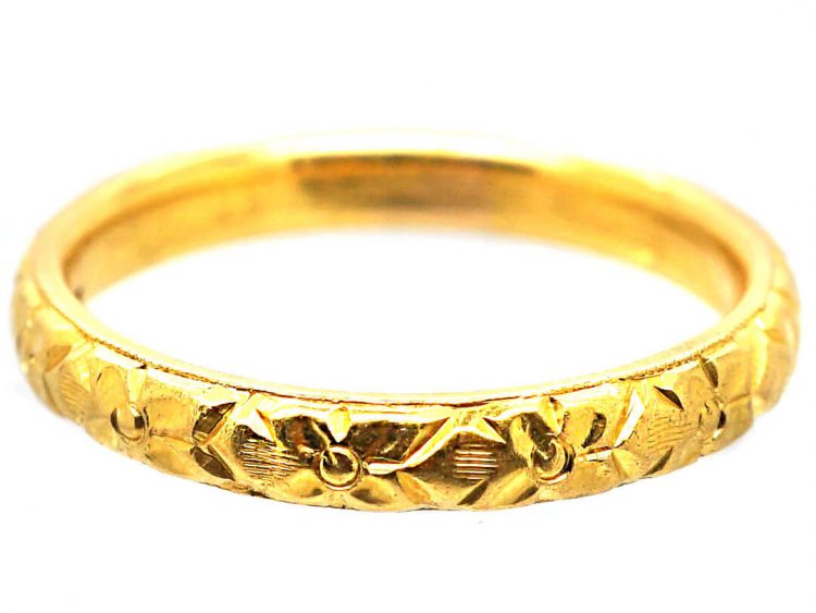 Early 20th Century 22ct Gold Wedding Ring with Orange Blossom motif