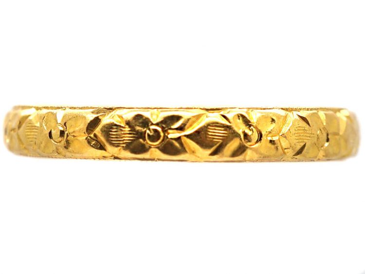 Early 20th Century 22ct Gold Wedding Ring with Orange Blossom motif