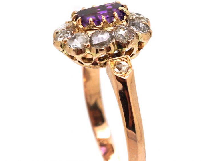 French Early 20th Century 18ct Gold, Amethyst & Rose Diamond Ring