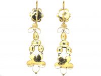 Georgian Gold Flat Cut Garnet Pansy Drop Earrings