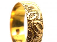 Edwardian 18ct Gold Wedding Ring with Ivy & Heart Motifs