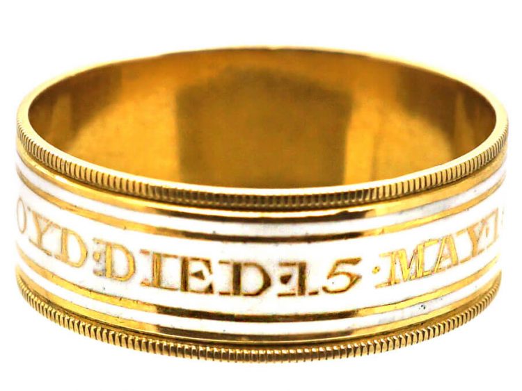 Georgian 18ct Gold & White Enamel Ring from 1806
