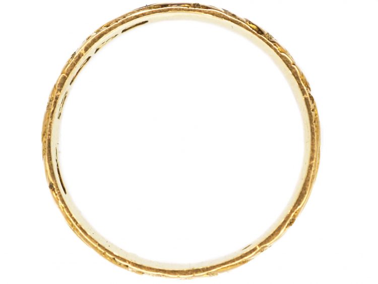 Edwardian 18ct Gold Wedding Ring with Ivy & Heart Motifs
