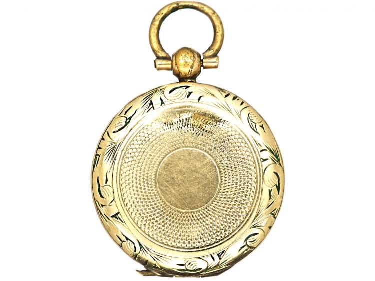 Early 19th Century Round Locket with Turquoise Forget Me Not Motif