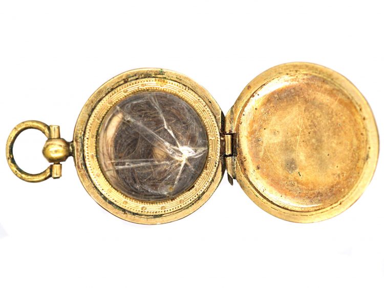 Early 19th Century Round Locket with Turquoise Forget Me Not Motif