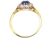Edwardian 18ct Gold & Platinum, Sapphire & Diamond Cluster Ring