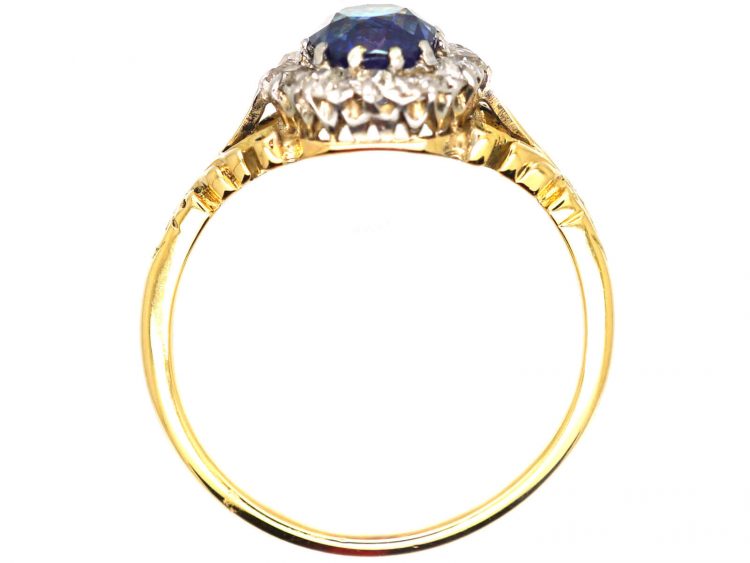 Edwardian 18ct Gold & Platinum, Sapphire & Diamond Cluster Ring