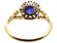 Edwardian 18ct Gold & Platinum, Sapphire & Diamond Cluster Ring