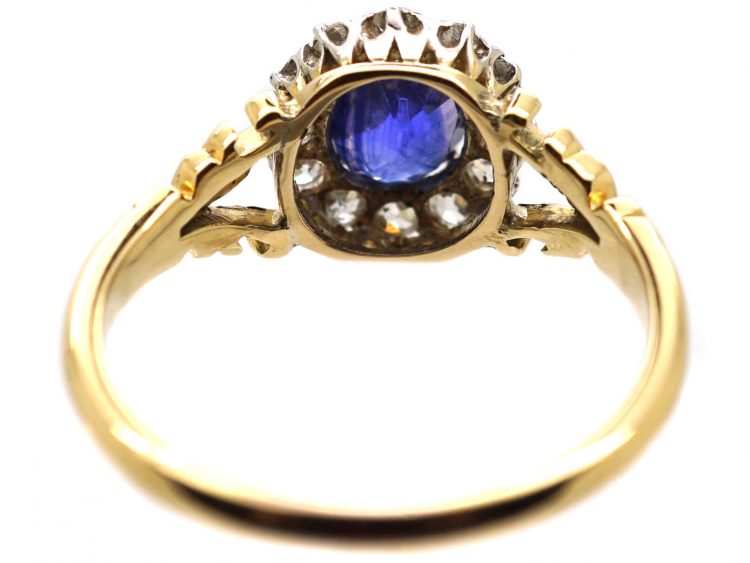 Edwardian 18ct Gold & Platinum, Sapphire & Diamond Cluster Ring