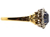 Edwardian 18ct Gold & Platinum, Sapphire & Diamond Cluster Ring