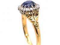 Edwardian 18ct Gold & Platinum, Sapphire & Diamond Cluster Ring