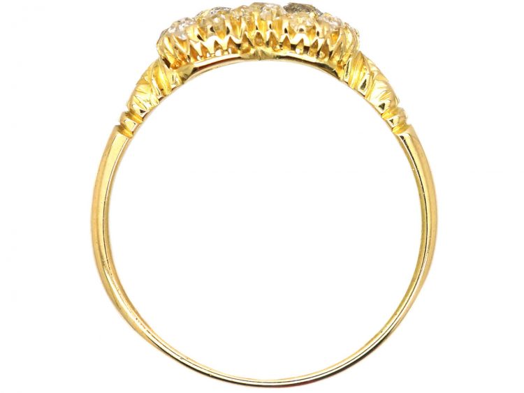 Victorian 18ct Gold Double Cluster Ring set with Diamonds