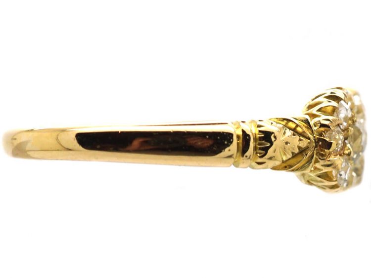 Victorian 18ct Gold Double Cluster Ring set with Diamonds