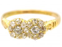 Victorian 18ct Gold Double Cluster Ring set with Diamonds