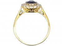 Edwardian 18ct Gold & Platinum, Sapphire & Diamond Oval Cluster Ring
