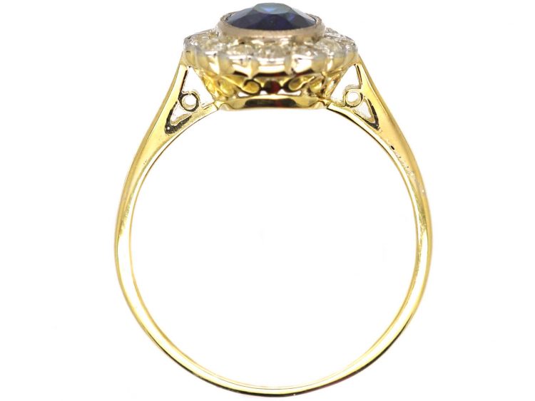 Edwardian 18ct Gold & Platinum, Sapphire & Diamond Oval Cluster Ring