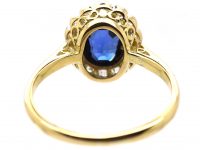 Edwardian 18ct Gold & Platinum, Sapphire & Diamond Oval Cluster Ring