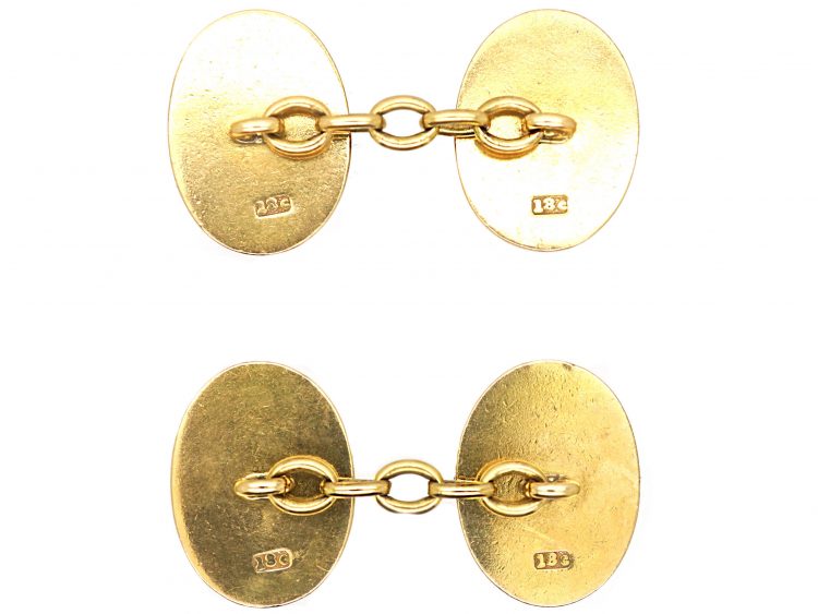 Victorian Royal 18ct Gold & Enamel Cufflinks with Lion & Crown Motifs